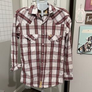 Larry Mahan Red and White Plaid Casual Shirt
